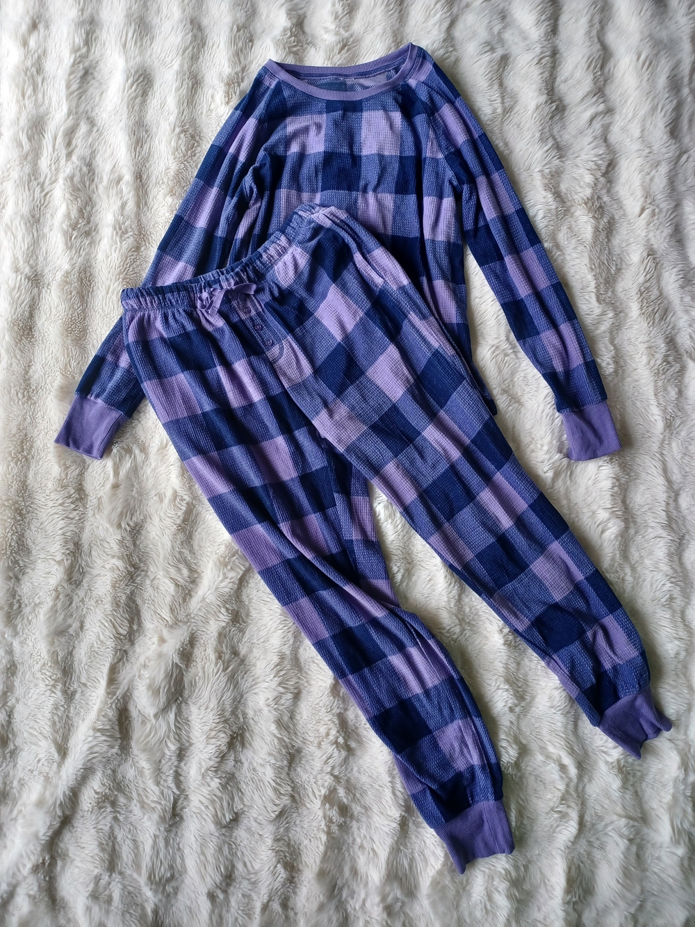 Purple Plaid Long-Sleeve Pajama Set